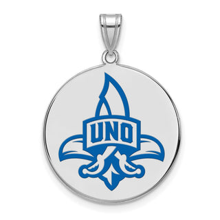 Sterling Silver Rhodium-plated LogoArt University of New Orleans Privateers Extra Large Enameled Disc Pendant