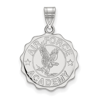 Sterling Silver Rhodium-plated LogoArt United States Air Force Academy Large Crest Pendant