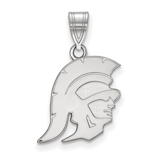 Sterling Silver Rhodium-plated LogoArt University of Southern California Trojan Medium Pendant