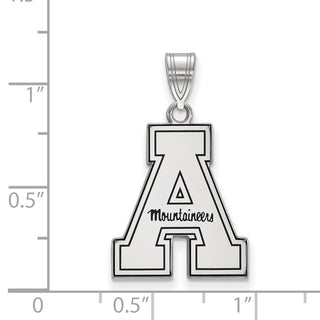 Sterling Silver Rhodium-plated LogoArt Appalachian State University Enameled Large Pendant