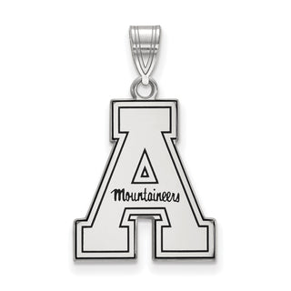 Sterling Silver Rhodium-plated LogoArt Appalachian State University Enameled Large Pendant