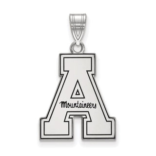Sterling Silver Rhodium-plated LogoArt Appalachian State University Enameled Large Pendant