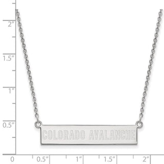 Sterling Silver Rhodium-plated NHL LogoArt Colorado Avalanche Small Bar 18 inch Necklace