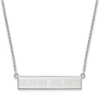 Sterling Silver Rhodium-plated NHL LogoArt Colorado Avalanche Small Bar 18 inch Necklace