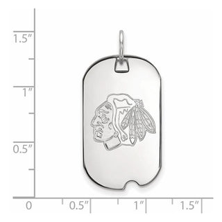 Sterling Silver Rhodium-plated NHL LogoArt Chicago Blackhawks Small Dog Tag Pendant