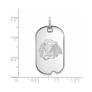 10k White Gold NHL LogoArt Chicago Blackhawks Small Dog Tag Pendant