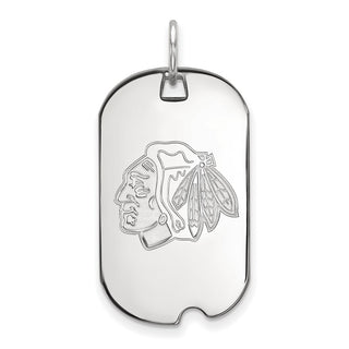 10k White Gold NHL LogoArt Chicago Blackhawks Small Dog Tag Pendant
