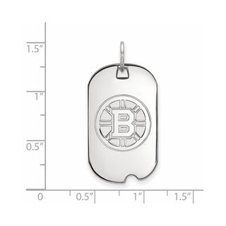 10k White Gold NHL LogoArt Boston Bruins Small Dog Tag Pendant