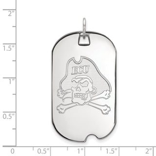 10k White Gold LogoArt East Carolina University Pirate Large Dog Tag Pendant