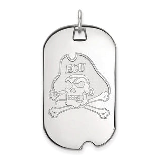 14k White Gold LogoArt East Carolina University Pirate Large Dog Tag Pendant