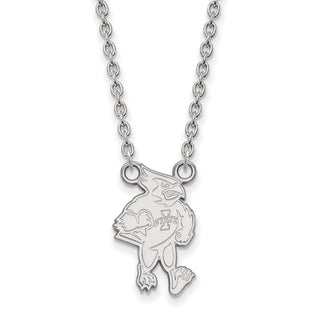 Sterling Silver Rhodium-plated LogoArt Iowa State University Cardinal Large Pendant 18 inch Necklace