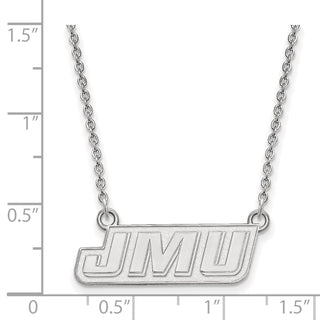 Sterling Silver Rhodium-plated LogoArt James Madison University J-M-U Small Pendant 18 inch Necklace