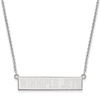 Sterling Silver Rhodium-plated NHL LogoArt Winnipeg Jets Small Bar 18 inch Necklace