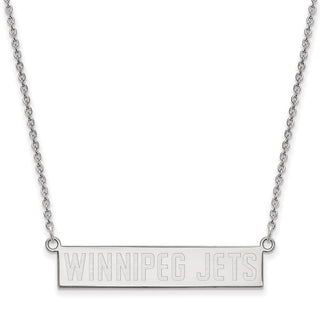 Sterling Silver Rhodium-plated NHL LogoArt Winnipeg Jets Small Bar 18 inch Necklace