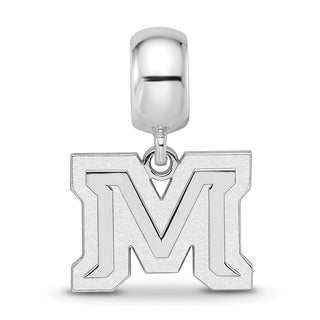 Sterling Silver Rhodium-plated LogoArt Montana State University Letter M Small Dangle Bead Charm