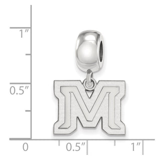 Sterling Silver Rhodium-plated LogoArt Montana State University Letter M Small Dangle Bead Charm