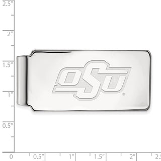 Sterling Silver Rhodium-plated LogoArt Oklahoma State University O-S-U Money Clip