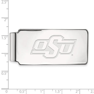 Sterling Silver Rhodium-plated LogoArt Oklahoma State University O-S-U Money Clip