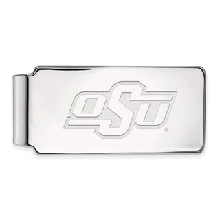 Sterling Silver Rhodium-plated LogoArt Oklahoma State University O-S-U Money Clip