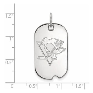 14k White Gold NHL LogoArt Pittsburgh Penguins Small Dog Tag Pendant