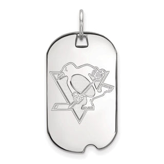 10k White Gold NHL LogoArt Pittsburgh Penguins Small Dog Tag Pendant