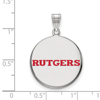 Sterling Silver Rhodium-plated LogoArt Rutgers University Large Enameled Disc Pendant