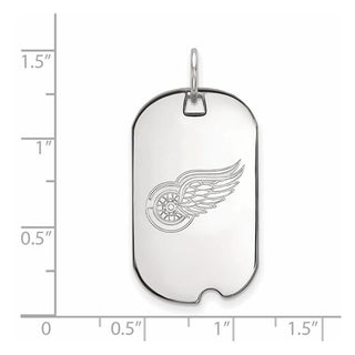 Sterling Silver Rhodium-plated NHL LogoArt Detroit Red Wings Small Dog Tag Pendant