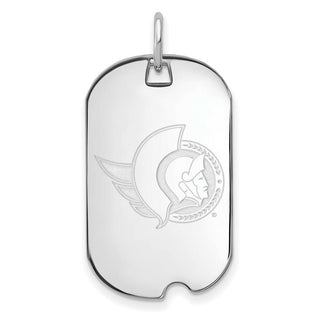 Sterling Silver Rhodium-plated NHL LogoArt Ottawa Senators Small Dog Tag Pendant