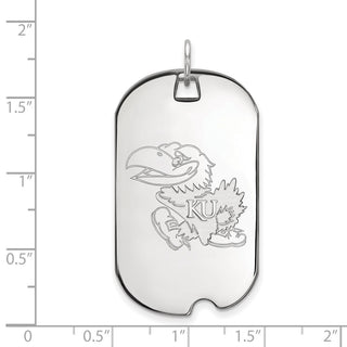 10k White Gold LogoArt University of Kansas Jayhawk Large Dog Tag Pendant