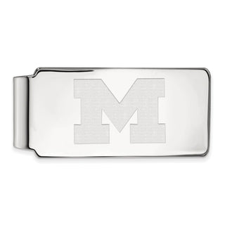 Sterling Silver Rhodium-plated LogoArt University of Michigan Letter M Money Clip