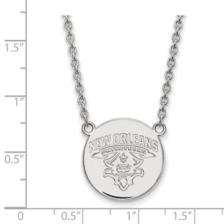 Sterling Silver Rhodium-plated LogoArt University of New Orleans Privateers Large Disc 18 inch Necklace