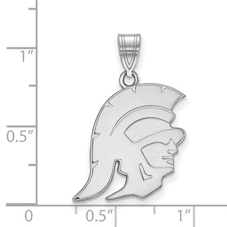 Sterling Silver Rhodium-plated LogoArt University of Southern California Trojan Large Pendant