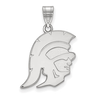 Sterling Silver Rhodium-plated LogoArt University of Southern California Trojan Large Pendant