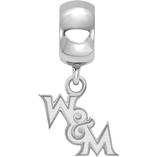 Sterling Silver Rhodium-plated LogoArt College of William and Mary Extra Small Dangle Bead Charm