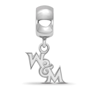 Sterling Silver Rhodium-plated LogoArt College of William and Mary Extra Small Dangle Bead Charm