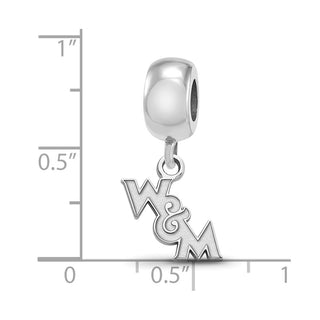 Sterling Silver Rhodium-plated LogoArt College of William and Mary Extra Small Dangle Bead Charm
