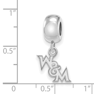 Sterling Silver Rhodium-plated LogoArt College of William and Mary Extra Small Dangle Bead Charm