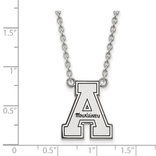 Sterling Silver Rhodium-plated LogoArt Appalachian State University Enameled Large Pendant 18 inch Necklace