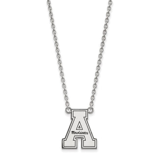 Sterling Silver Rhodium-plated LogoArt Appalachian State University Enameled Large Pendant 18 inch Necklace