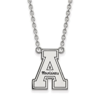 Sterling Silver Rhodium-plated LogoArt Appalachian State University Enameled Large Pendant 18 inch Necklace