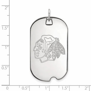 10k White Gold NHL LogoArt Chicago Blackhawks Large Dog Tag Pendant