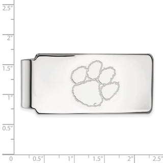 Sterling Silver Rhodium-plated LogoArt Clemson University Tiger Paw Money Clip