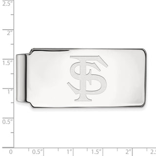 Sterling Silver Rhodium-plated LogoArt Florida State University F-S Money Clip