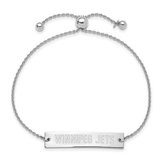 Sterling Silver Rhodium-plated NHL LogoArt Winnipeg Jets Small Bar Adjustable 9 inch Bracelet