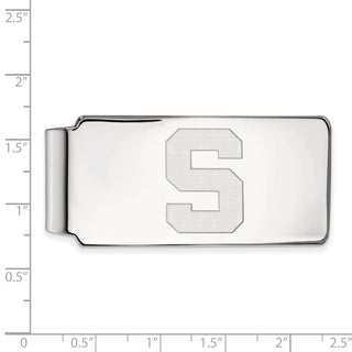 Sterling Silver Rhodium-plated LogoArt Michigan State University Letter S Money Clip