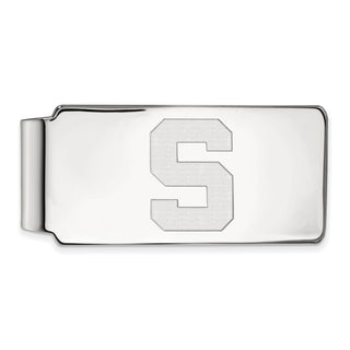 Sterling Silver Rhodium-plated LogoArt Michigan State University Letter S Money Clip