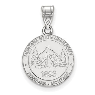 Sterling Silver Rhodium-plated LogoArt Montana State University Medium Crest Pendant