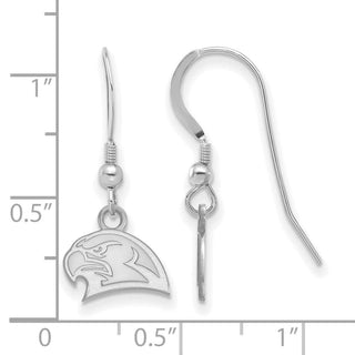 Sterling Silver Rhodium-plated LogoArt Miami University Ohio Redhawk Extra Small Dangle Wire Earrings