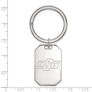 Sterling Silver Rhodium-plated LogoArt Oklahoma State University O-S-U Key Ring