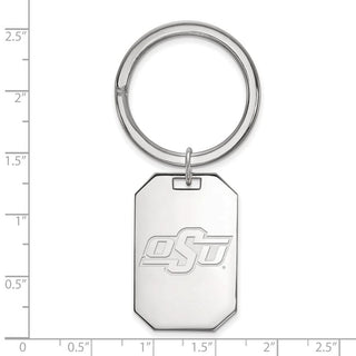 Sterling Silver Rhodium-plated LogoArt Oklahoma State University O-S-U Key Ring